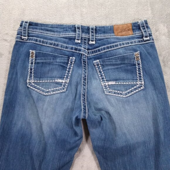 BKE Harper Bootcut Jeans Women 35x32, Tag 31x33.5 Blue Stretch Thick Stitch - Picture 4 of 14